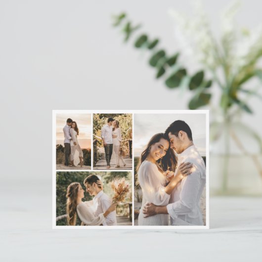 Erstellen Sie Ihre eigene 4-FotoCollage Postkarte (Stehend Vorderseite)
