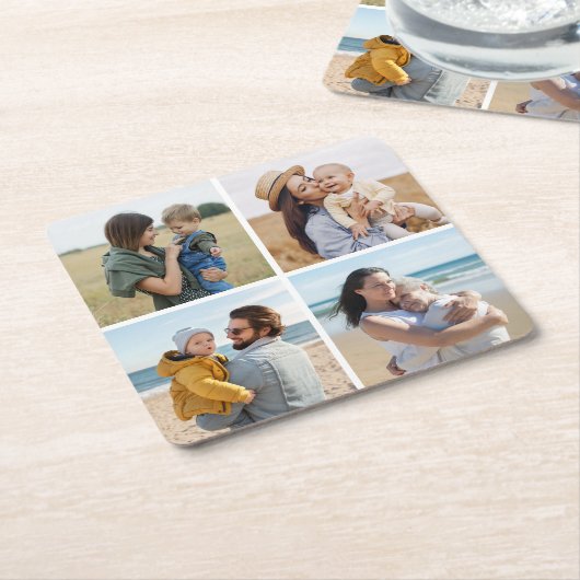 Erstellen Sie Ihre eigene 4-FotoCollage Rechteckiger Pappuntersetzer (angewinkelt)