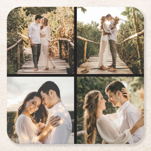 Erstellen Sie Ihre eigene 4-FotoCollage Rechteckiger Pappuntersetzer (Vorderseite)