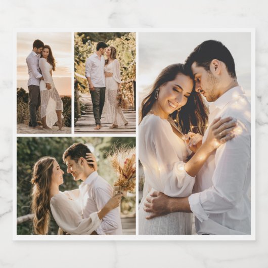 Erstellen Sie Ihre eigene 4-FotoCollage Schaumweinetikett (Einzelnes Label)