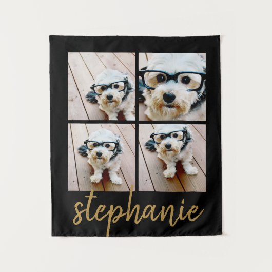 Erstellen Sie Ihre eigene 4 FotoCollage - Script G Wandteppich (Vorderseite)