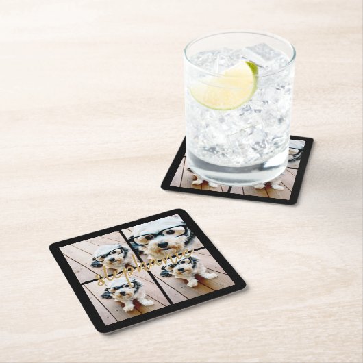 Erstellen Sie Ihre eigene 4 FotoCollage - Skriptna Rechteckiger Pappuntersetzer (Vor Ort)