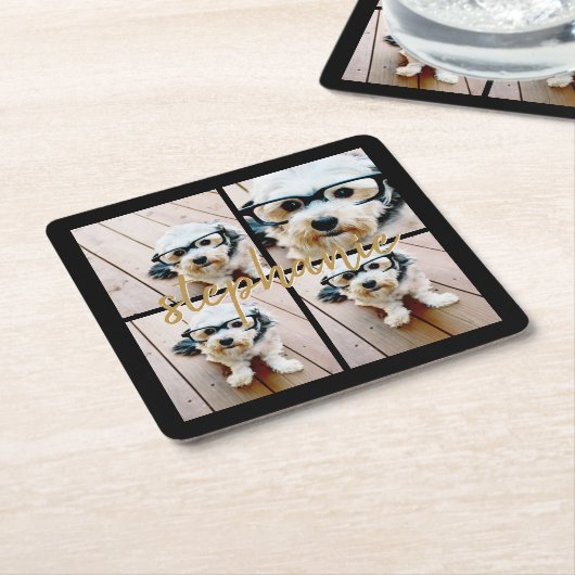 Erstellen Sie Ihre eigene 4 FotoCollage - Skriptna Rechteckiger Pappuntersetzer (angewinkelt)