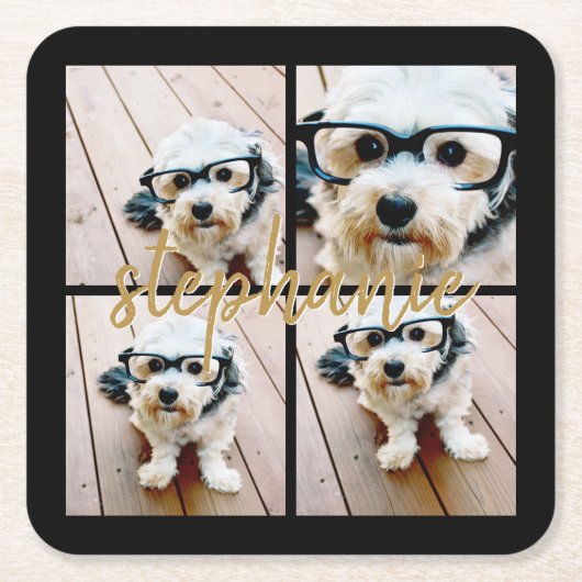 Erstellen Sie Ihre eigene 4 FotoCollage - Skriptna Rechteckiger Pappuntersetzer (Vorderseite)