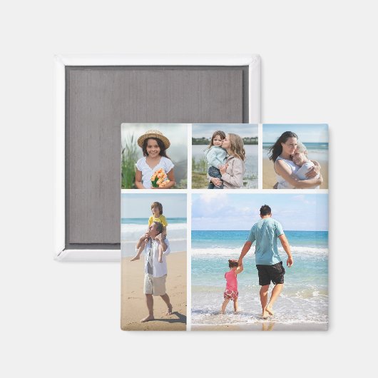 Erstellen Sie Ihre eigene 5-Bild Collage bearbeitb Magnet (Vorderseite/Rückseite)