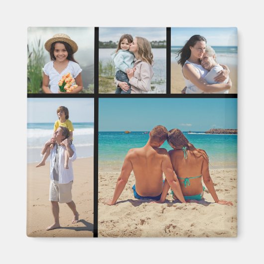 Erstellen Sie Ihre eigene 5-Bild Collage bearbeitb Magnet (Vorne)
