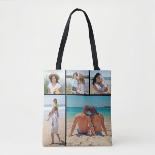 Erstellen Sie Ihre eigene 5-Bild Collage bearbeitb Tasche