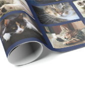 Erstellen Sie Ihre eigene 5-Foto Collage auf Navy Geschenkpapier (Rolleneckpunkt)