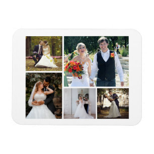 Erstellen Sie Ihre eigene 5-Foto-Hochzeitskollekti Magnet