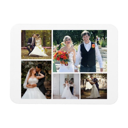 Erstellen Sie Ihre eigene 5-Foto-Hochzeitskollekti Magnet (Horizontal)