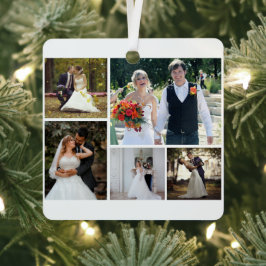 Erstellen Sie Ihre eigene 5-Foto-Hochzeitskollekti Ornament Aus Metall