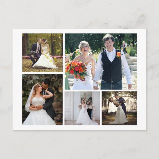 Erstellen Sie Ihre eigene 5-Foto-Hochzeitskollekti Postkarte (Vorderseite)