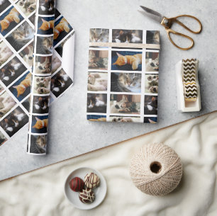 Erstellen Sie Ihre eigene 5 FotoCollage auf Weiß Geschenkpapier