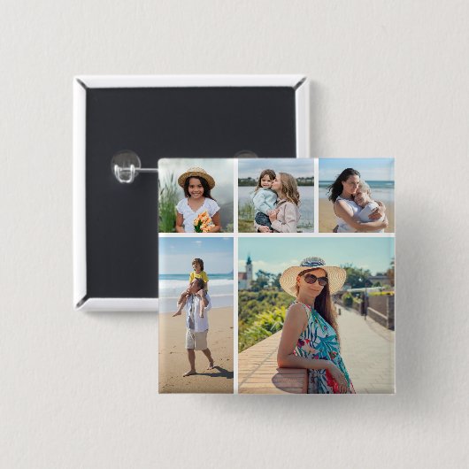 Erstellen Sie Ihre eigene 5-FotoCollage Button (Vorne & Hinten)