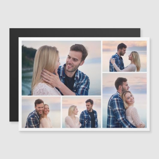Erstellen Sie Ihre eigene 5 Fotocollage Magnetkart Magnetkarte (Vorne/Hinten)