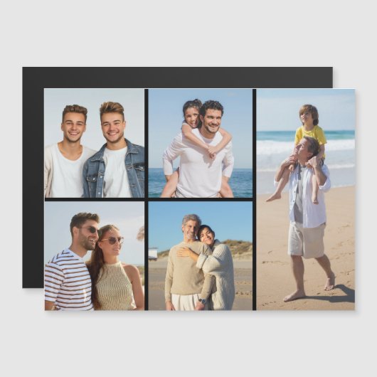 Erstellen Sie Ihre eigene 5 Fotocollage Magnetkart Magnetkarte (Vorne/Hinten)