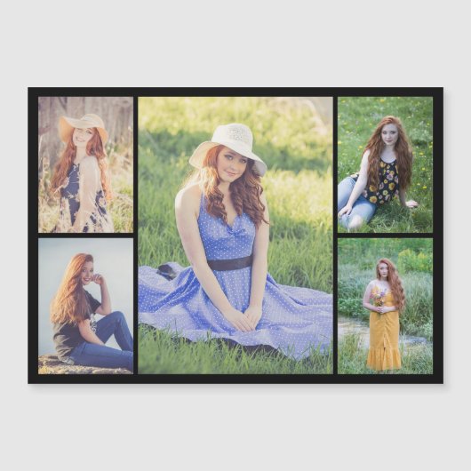 Erstellen Sie Ihre eigene 5 Fotocollage Magnetkart Magnetkarte (Vorderseite)