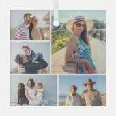 Erstellen Sie Ihre eigene 5-FotoCollage Ornament Aus Glas (Vorderseite)