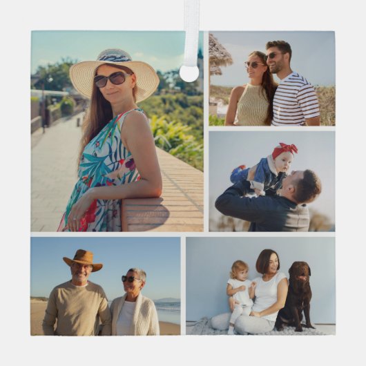 Erstellen Sie Ihre eigene 5-FotoCollage Ornament Aus Glas (Rückseite)