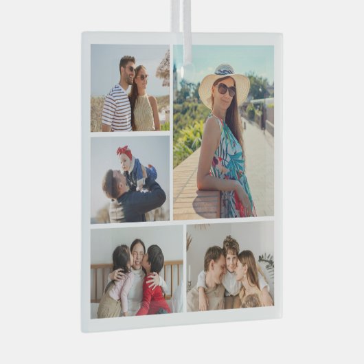 Erstellen Sie Ihre eigene 5-FotoCollage Ornament Aus Glas (Vorderseite Rechts)