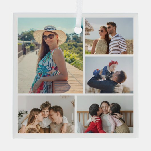 Erstellen Sie Ihre eigene 5-FotoCollage Ornament Aus Glas (Rückseite)