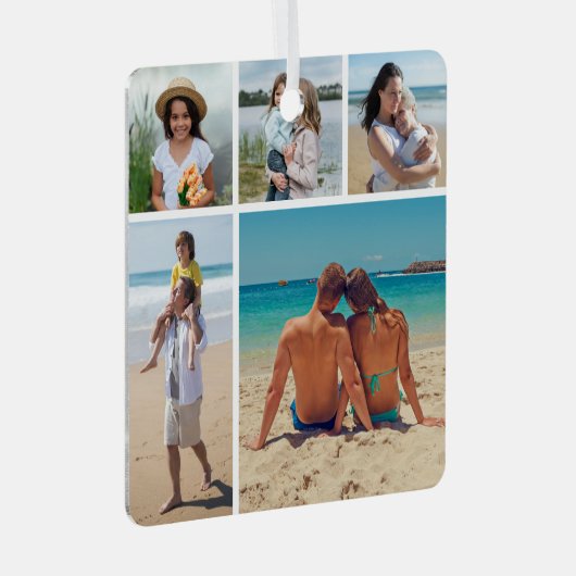 Erstellen Sie Ihre eigene 5-FotoCollage Ornament Aus Metall (Vorderseite Rechts)