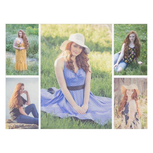 Erstellen Sie Ihre eigene 5-FotoCollage Tischdecke (Vorderseite (Horizontal))