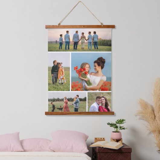 Erstellen Sie Ihre eigene 5-FotoCollage Wandteppich Mit Holzrahmen (Schlafzimmer)
