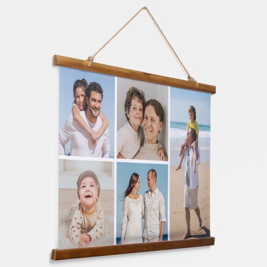 Erstellen Sie Ihre eigene 5-FotoCollage Wandteppich Mit Holzrahmen (Gewinkelt)