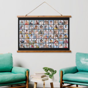 Erstellen Sie Ihre eigene 60-FotoCollage Wandteppich Mit Holzrahmen