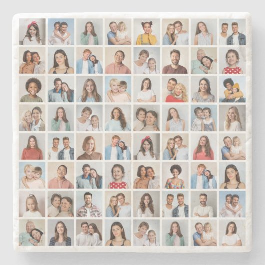 Erstellen Sie Ihre eigene 64-Foto-Collage Steinuntersetzer (Vorderseite)