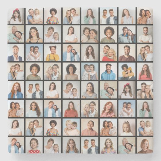 Erstellen Sie Ihre eigene 64 FotoCollage Steinuntersetzer (Vorderseite)