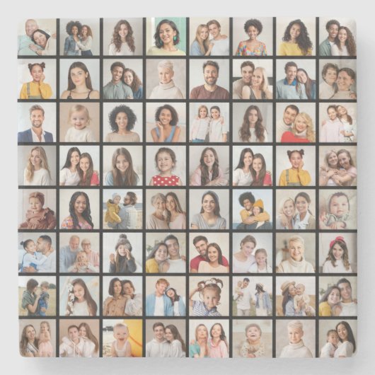 Erstellen Sie Ihre eigene 64 FotoCollage Steinuntersetzer (Vorderseite)