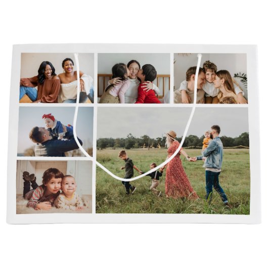 Erstellen Sie Ihre eigene 6-Bild-Collage bearbeitb Große Geschenktüte (Vorderseite)