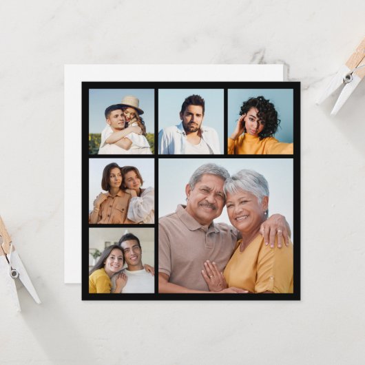Erstellen Sie Ihre eigene 6-Bild-Collage bearbeitb Karte (Vorderseite/Rückseite Beispiel)