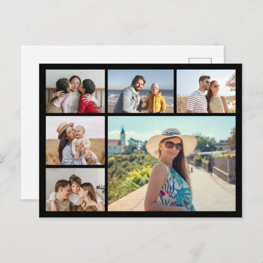 Erstellen Sie Ihre eigene 6-Bild-Collage bearbeitb Postkarte (Vorne/Hinten)