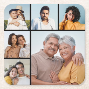 Erstellen Sie Ihre eigene 6-Bild-Collage bearbeitb Rechteckiger Pappuntersetzer