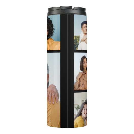 Erstellen Sie Ihre eigene 6-Bild-Collage bearbeitb Thermosbecher (Rückseite)