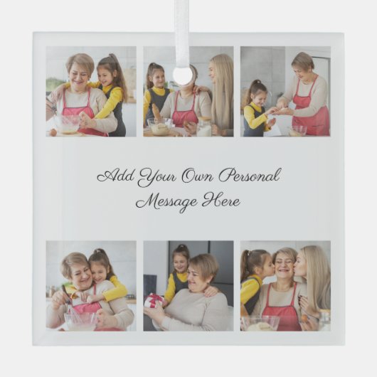 Erstellen Sie Ihre eigene 6-Foto-Collage Hinzufüge Ornament Aus Glas (Vorderseite)