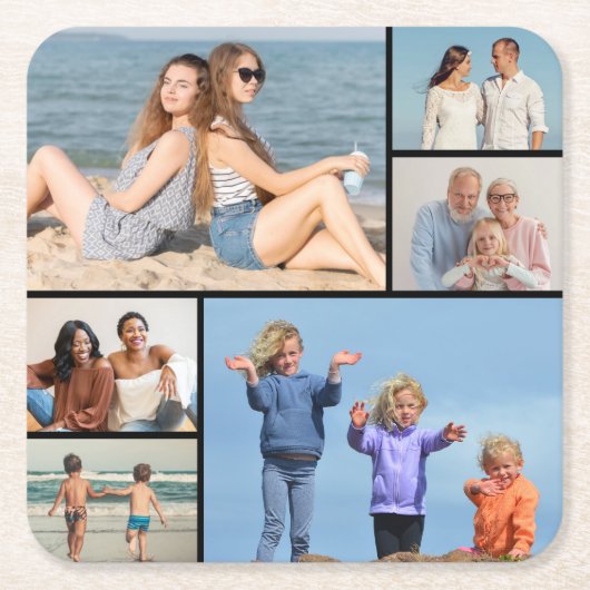 Erstellen Sie Ihre eigene 6 FotoCollage Rechteckiger Pappuntersetzer (Vorderseite)