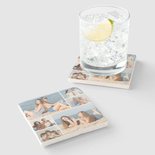 Erstellen Sie Ihre eigene 6 FotoCollage Steinuntersetzer (Seitenansicht)