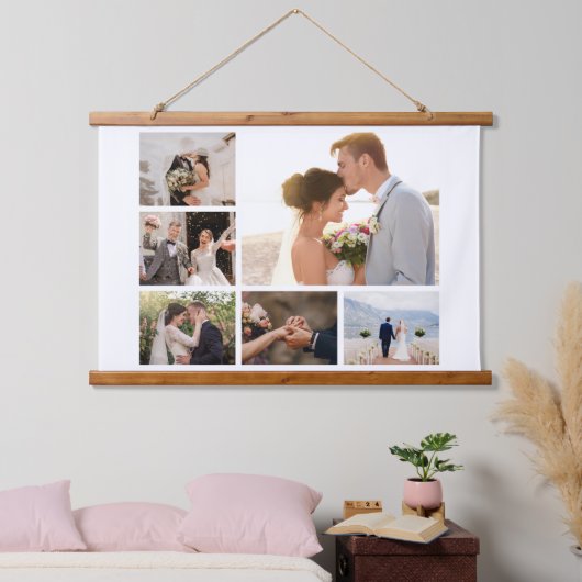 Erstellen Sie Ihre eigene 6 FotoCollage Wandteppich Mit Holzrahmen (Schlafzimmer)