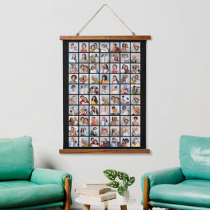 Erstellen Sie Ihre eigene 70 FotoCollage Wandteppich Mit Holzrahmen