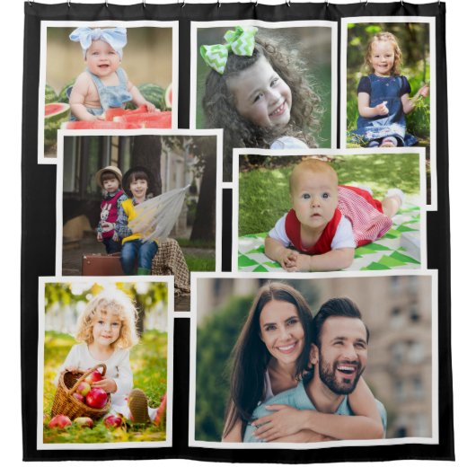 Erstellen Sie Ihre eigene 7-Familie Foto Collage B Duschvorhang (Vorderseite)