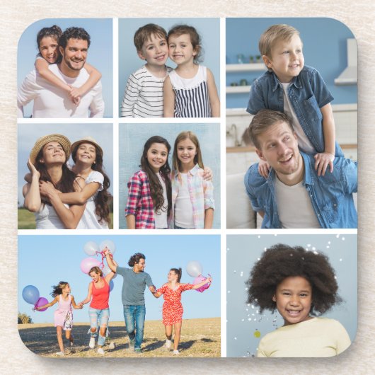 Erstellen Sie Ihre eigene 7 FotoCollage Getränkeuntersetzer (Vorderseite)