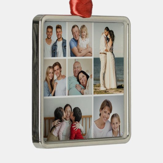 Erstellen Sie Ihre eigene 7 FotoCollage Ornament Aus Metall (Rechts)