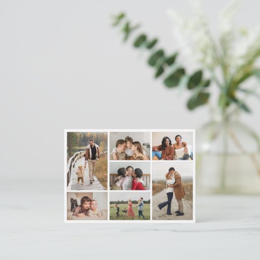 Erstellen Sie Ihre eigene 7 FotoCollage Platzkarte (Stehend Vorderseite)