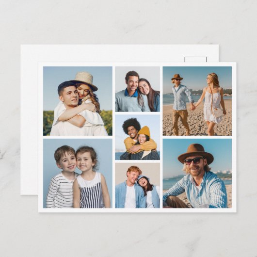 Erstellen Sie Ihre eigene 7 FotoCollage Postkarte (Vorne/Hinten)