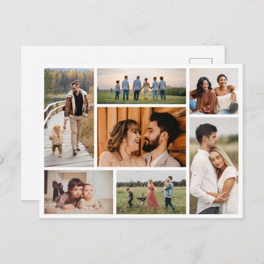 Erstellen Sie Ihre eigene 7 FotoCollage Postkarte (Vorne/Hinten)