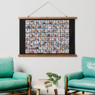 Erstellen Sie Ihre eigene 80-FotoCollage Wandteppich Mit Holzrahmen